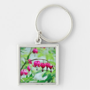 Roze bloeding hart Bloem Mooie Elegante Sleutelhanger