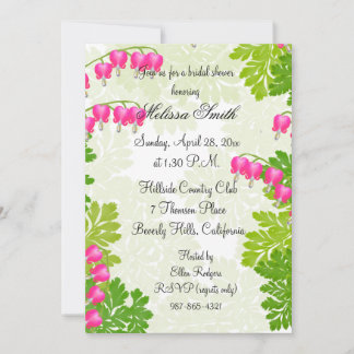 Roze bloeding Hart Floral Vrijgezellenfeest Uitnod Kaart