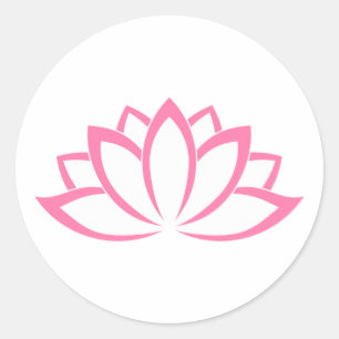 Roze bloei Lotus Flower-symbool Ronde Sticker