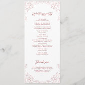 Roze  Bloei Monogram Trouwprogramma Menu (Achterkant)