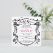 Roze Bloei Schrift Bruiloft Feest Kaart (Staand voorkant)