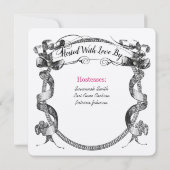 Roze Bloei Schrift Bruiloft Feest Kaart (Achterkant)