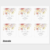 Roze bloei-tag vierkante sticker (Vel)