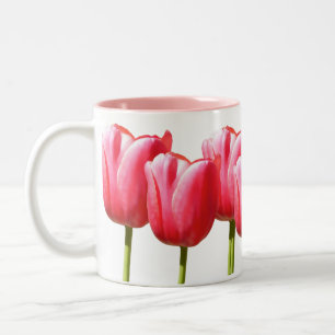 Roze bloei tweekleurige koffiemok