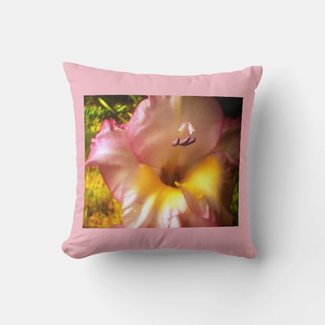 Roze bloeiend Paars gecastreerd Sierkussen (Voorkant)