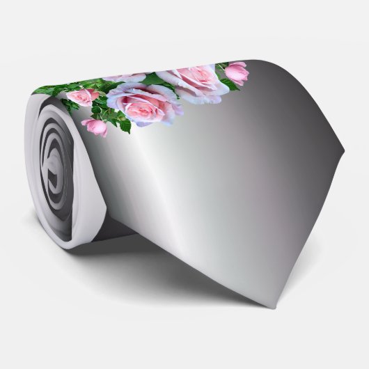 Roze bloeiend Roos Stropdas (Opgerold)