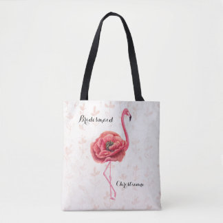 Roze Bloeiende Flamingo Bruidsmeisje bruiloft Draagtas