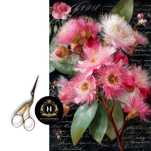 Roze bloeiende Gumnut Decoupage Tissuepapier