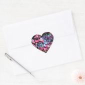 Roze bloeiende oghoutboom hart sticker (Envelop)