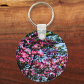 Roze bloeiende oghoutboom sleutelhanger (Voorkant)