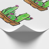 Roze bloeiende woestijn Cactus cactussen vetplante Cadeaupapier (Hoek)