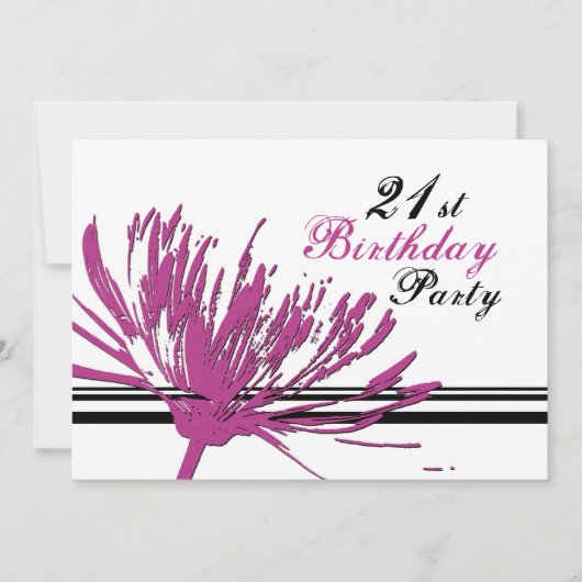Roze bloem 21e aanroepingskaart van de partij van  kaart (Voorkant)