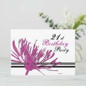Roze bloem 21e aanroepingskaart van de partij van  kaart (Staand voorkant)