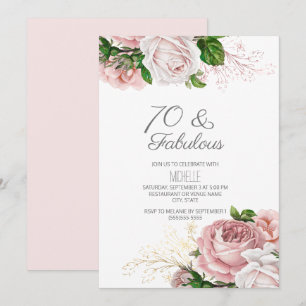 Roze Bloem 70 en Fabulous Verjaardag Kaart