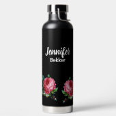  roze bloem, aangepaste naam zwart waterfles (Links)