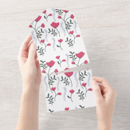 Roze bloem all in one uitnodiging