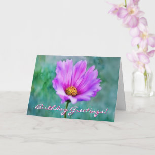 Roze Bloem Artsy Verjaardag Kaart