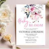 Roze bloem baby in bloei baby shower uitnodiging