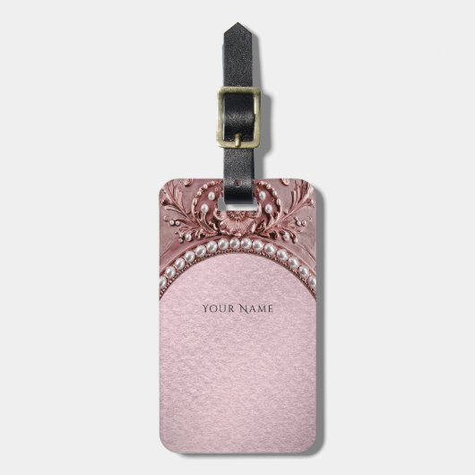 Roze Bloem Bagage Label (Voorkant verticaal)