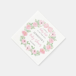 Roze bloem bloeit met lint baby girl shower servet