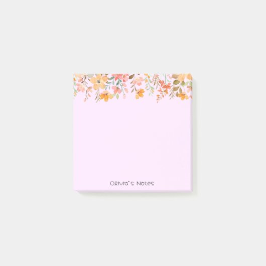 Roze Bloem Bloem gradiënt Gepersonaliseerde naam Post-it® Notes (Voorkant)