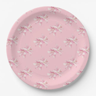 Roze bloem bloempatroon papier papieren bordje