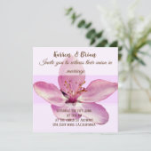 Roze Bloem Bloesem Aangepaste Bruiloft Uitnodiging (Staand voorkant)