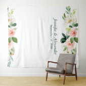 Roze Bloem Boho Bruiloft Foto Booth Achtergrond Wandkleed (In Situ (horizontaal))