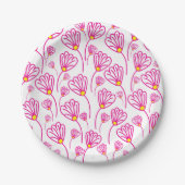 Roze bloem Boho Floral Papieren Bordje (Voorkant)