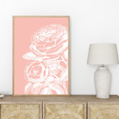 roze bloem botanisch poster