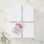 roze bloem Bouquet bedankt Cadeaulabel (Met Touw)