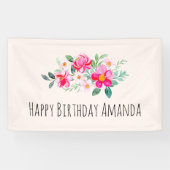  roze bloem Bouquet Birthday Spandoek (Horizontaal)