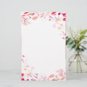 Roze bloem briefpapier (Staand voorkant)