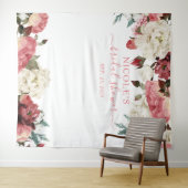 Roze Bloem Bruidsdouche Achtergrond Wandkleed (In Situ (horizontaal))