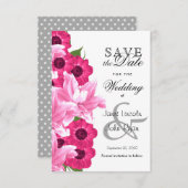 Roze Bloem Bruiloft Ontwerp - Save The Date (Voorkant / Achterkant)