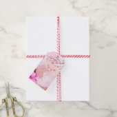 roze bloem cadeaulabel (Met Touw)
