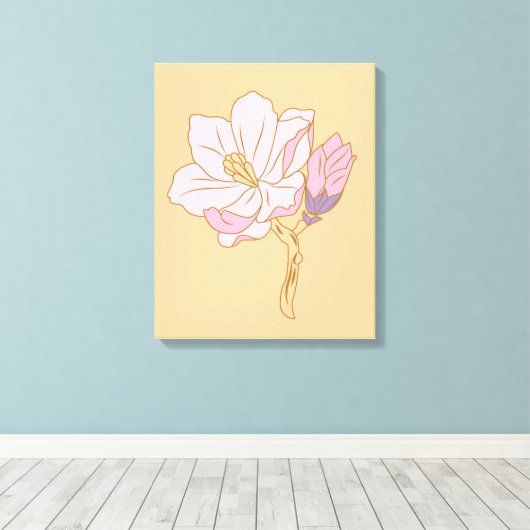 Roze bloem canvas afdruk (Insitu (Houten vloer))