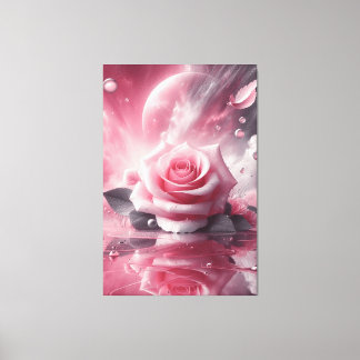 Roze bloem canvas wandkunst afdruk