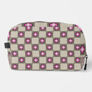 Roze Bloem Checkerboard Patroon Toilettasje