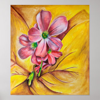 Roze Bloem Close-up Muur Kunstprint Poster