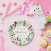 Roze Bloem Doop Papieren Bord (Feest)