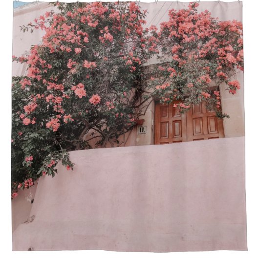 Roze bloem douchegordijn (Voorkant)