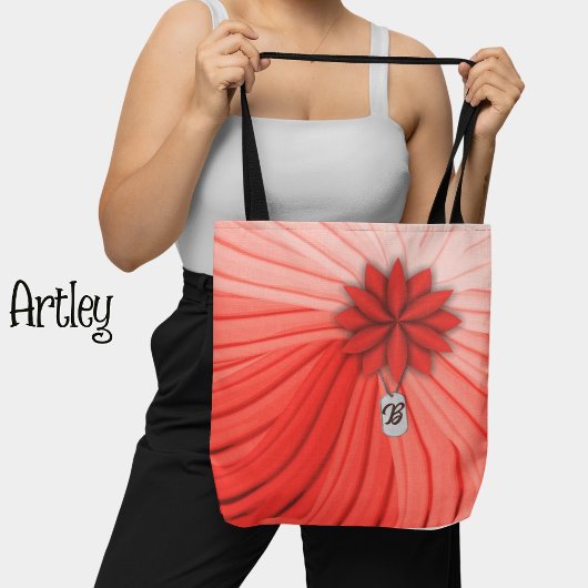 Roze Bloem Draped Fabric Metal Dog Label Monogram Draagtas