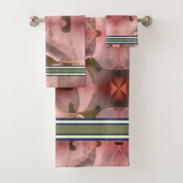 ROZE BLOEM DROGE WASDOEK EN BADSET BAD HANDDOEK