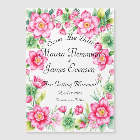 Roze Bloem Dunne Magnetische Kaart (Voorkant)