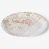 Roze bloem- en houten shabby chic papieren bord (Gekanteld)