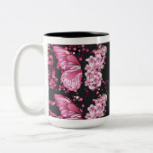 Roze Bloem en Vlinders Keramische Mok (Links)