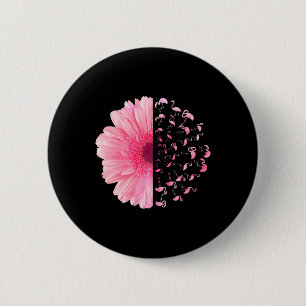 Roze bloem Flamingo Breast Cancer Awareness Maand Ronde Button 5,7 Cm