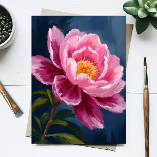 Roze Bloem Florale Aquarel Schildering Briefkaart