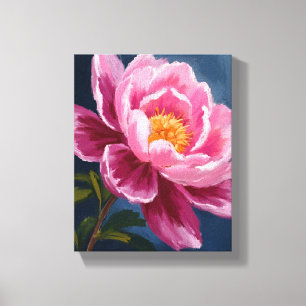 Roze Bloem Florale Aquarel Schildering Canvas Afdruk
